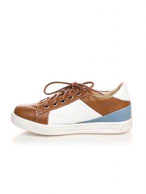 Leather brown-white lace-up sneakers