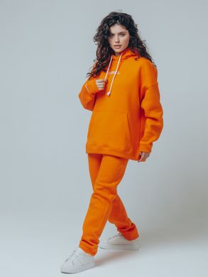 Orange adult hoodie on fleece with embroidery