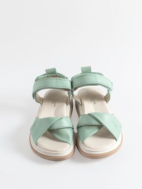 Mint sandals with velcro and white wide soles, silver, 31