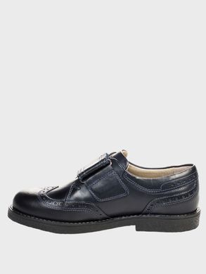 Blue leather brogues with velcro