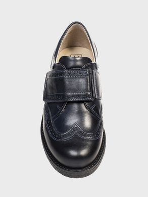 Blue leather brogues with velcro