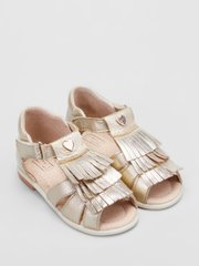 Silver leather sandals with fringes