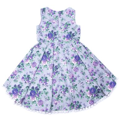 Cotton dress "Waterfall" cascading with an elongated back gray-lilac for girls