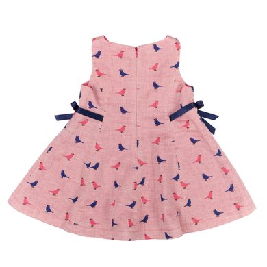 Cotton sundress "gade" pink with birds for girls