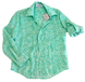 Green cotton shirt with a print with leaves for a boy