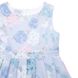 Blue flower linen dress "Flowers" with a bow at the back and a pleated bottom for a girl