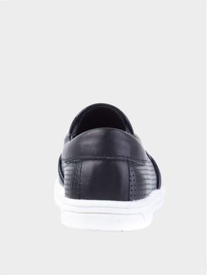 Black leather slip-ons with high soles