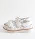 White sandals with three velcros and wide soles, beige, 29