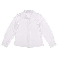 White cotton blouse with lace on the collar and cuffs for girls