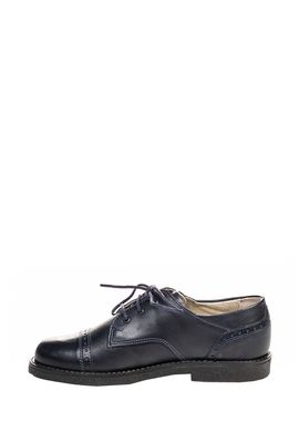 Blue brogues made of genuine leather with laces
