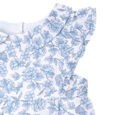Cotton dress "Royandy" short milky blue flower with bow and ruffles for girls