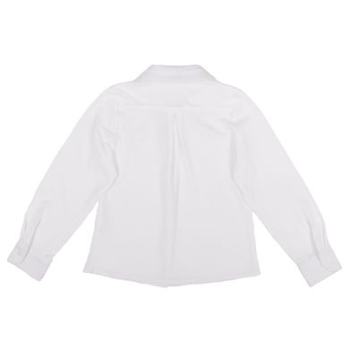White cotton blouse with lace on the collar and cuffs for girls