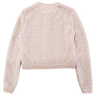 Beige knitted sweater with dots on buttons for girls