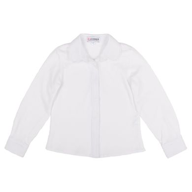 Блуза біла бавовняна з мереживом на комірі і манжеті для дівчинки