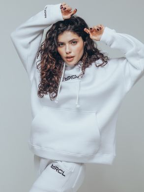 White adult hoodie on fleece with embroidery