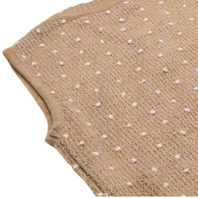 Knitted beige vest with white dots