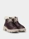 Burgundy leather winter boots fur-lined on fur