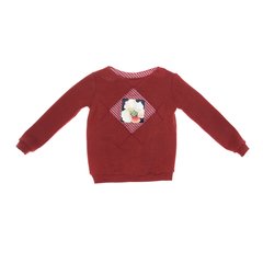 Red cotton raglan with a floral print for girls