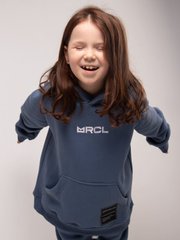 Light jeans hoodie on fleece with embroidery for kids