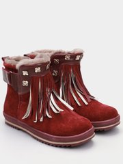 Split cherry winter boots leather on fur