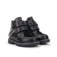 1/Black leather winter boots with fur