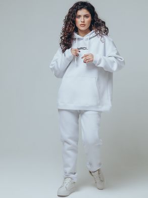 White adult pants on fleece with embroidery