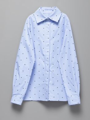 A blue checked shirt with a print