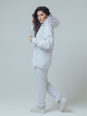 White adult pants on fleece with embroidery