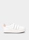 White leather sneakers with three velcros and powder insert, white, 32
