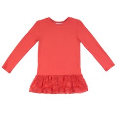 Red cotton tunic with a polka dot bottom for a girl