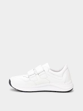 White leather sneakers with two velcros, white, 34