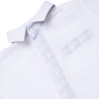 Milk cotton shirt with checked details for a boy
