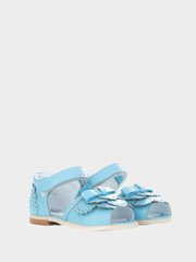 Light blue sandals with a bow, navy blue, 21
