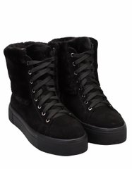 Black winter suede high boots