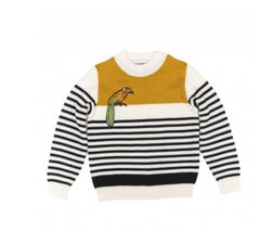 Yellow-black woven striped sweatshirt