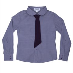 Gray cotton checked shirt for a girl