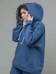 Light jeans adult hoodie on fleece with embroidery