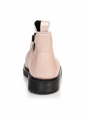Demi-season pink leather Chelsea boots on fleece