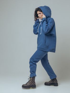 Light jeans adult hoodie on fleece with embroidery