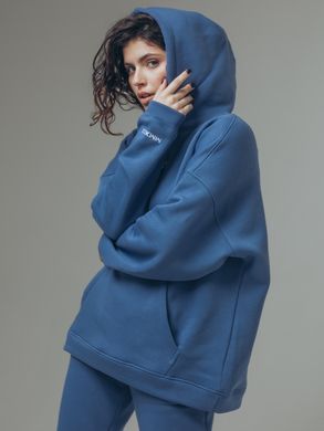 Light jeans adult hoodie on fleece with embroidery