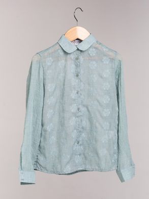 Mint cotton blouse for a girl