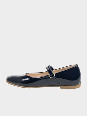 Blue lacquered leather ballet shoes with velcro