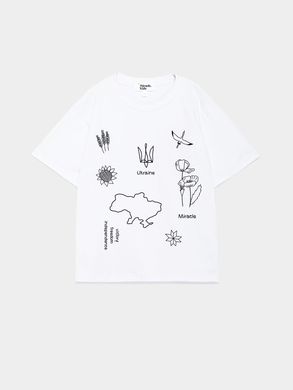 T-shirt white with an embroidery "Ukrainian Tattoo", white, 122