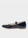 Blue lacquered leather ballet shoes with velcro