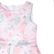 Linen dress "Flowers" pink in a flower with a bow at the back and a pleated bottom for a girl