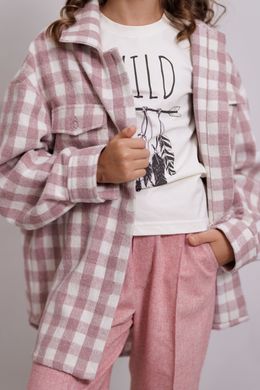 Shirt-coat in soft pink color for a girl, pink, 122