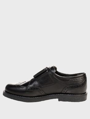 Black leather brogues with velcro