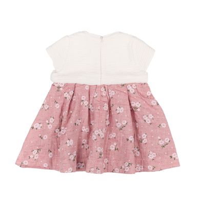 milk combined knitted cotton dress in a flower for a girl
