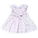 Cotton dress "Roses" short milk in a pink flower with a bow and ruffles for a girl