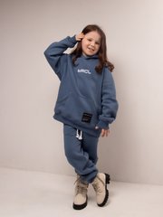 Light jeans pants on fleece with embroidery for kids